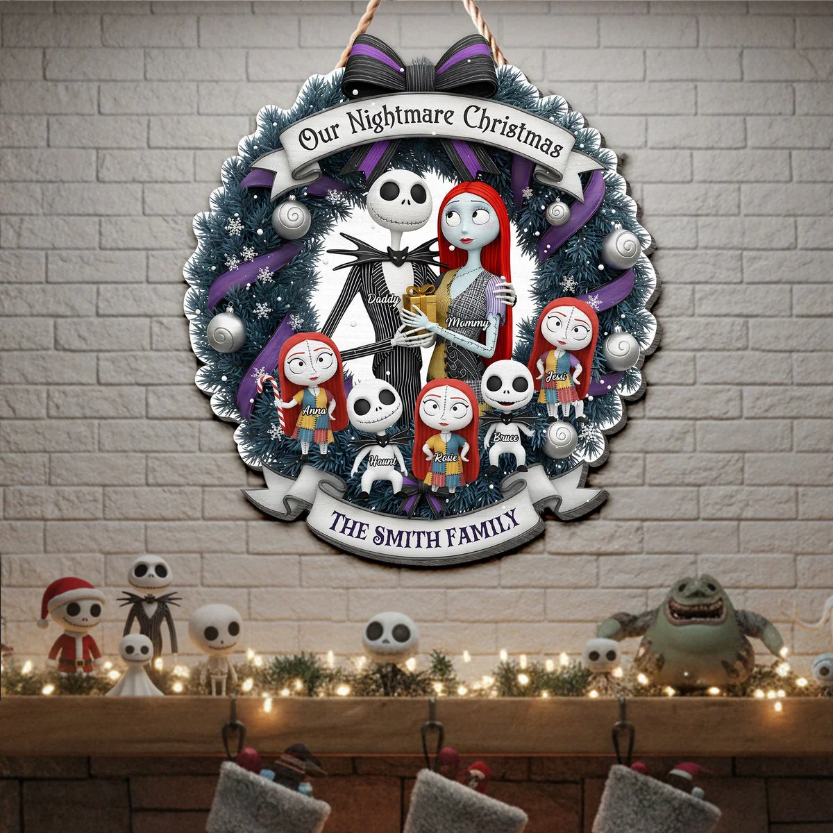 Spooky Family - Personalized Custom Shaped Wood Sign - Christmas Gifts For Family NL122 - Image 3