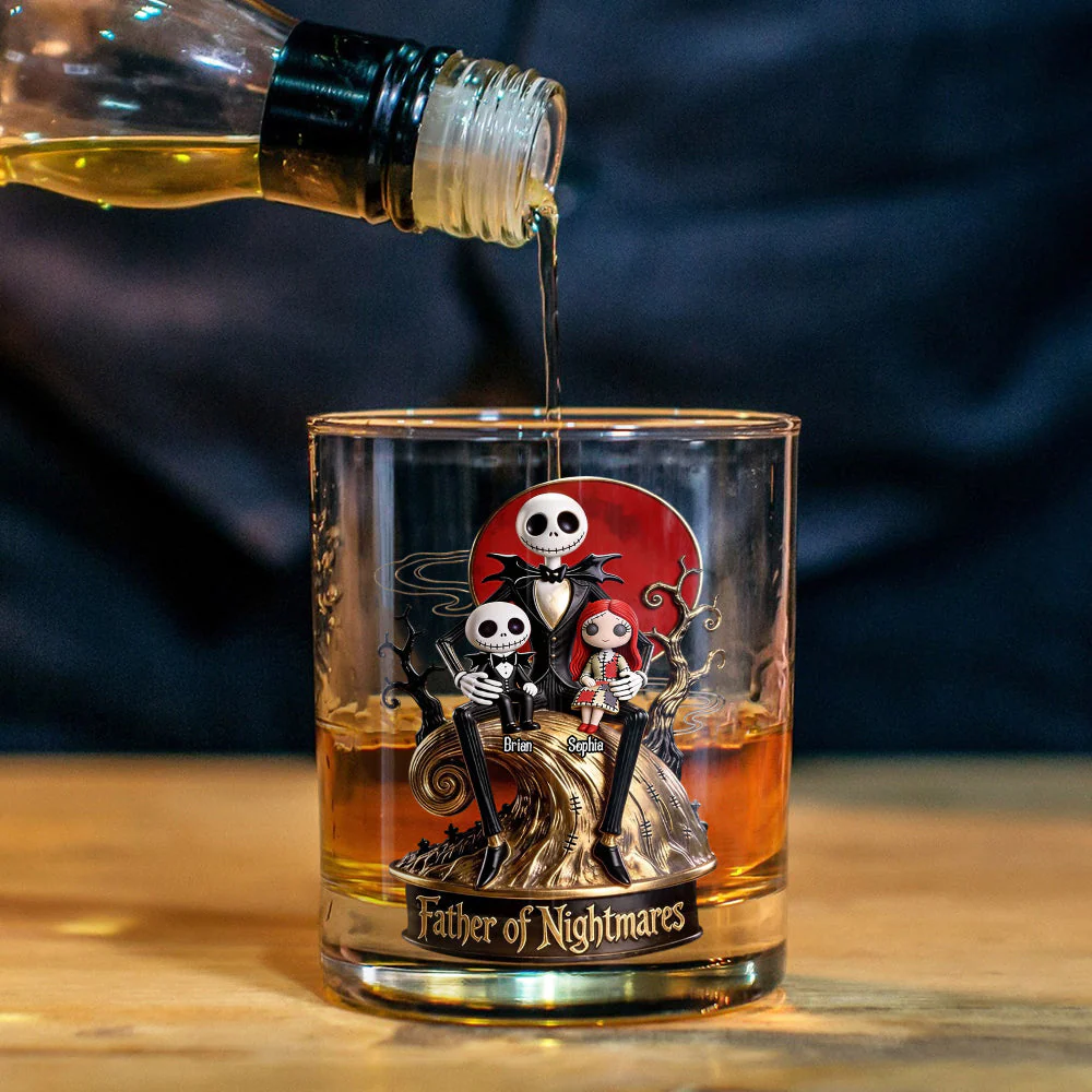 Spooky Father Of Nightmares - Personalized Whiskey Glass - Gift For Father's Day NL122 - Image 3
