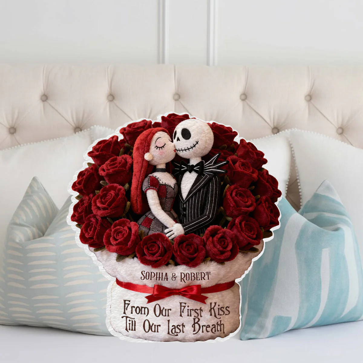Spooky From Our First Kiss Till Our Last Breath - Personalized Custom Shaped Pillow - Gift For Couples, Movie Fans NL122 - Image 3