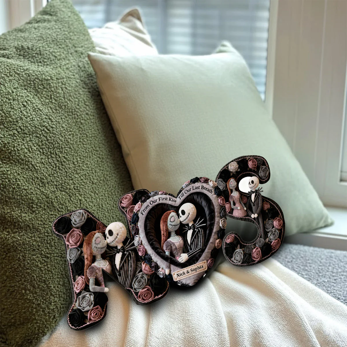 Spooky From Our First Kiss Till Our Last Breath - Personalized Custom Shaped Pillow - Gift For Couples, Movie Fans NL122 - Image 5