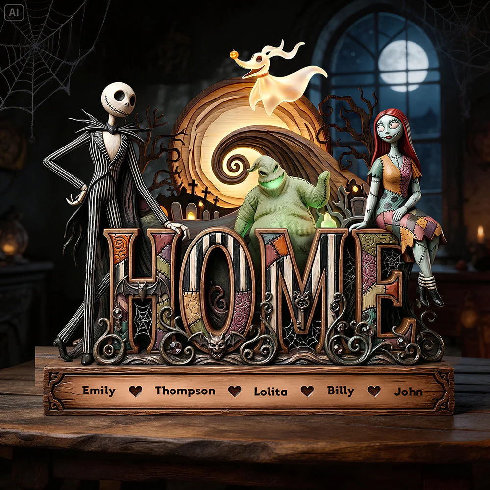Spooky Home Is Where Family Is - Personalized Acrylic Plaque - Gift For Family, Movie Fans NL122