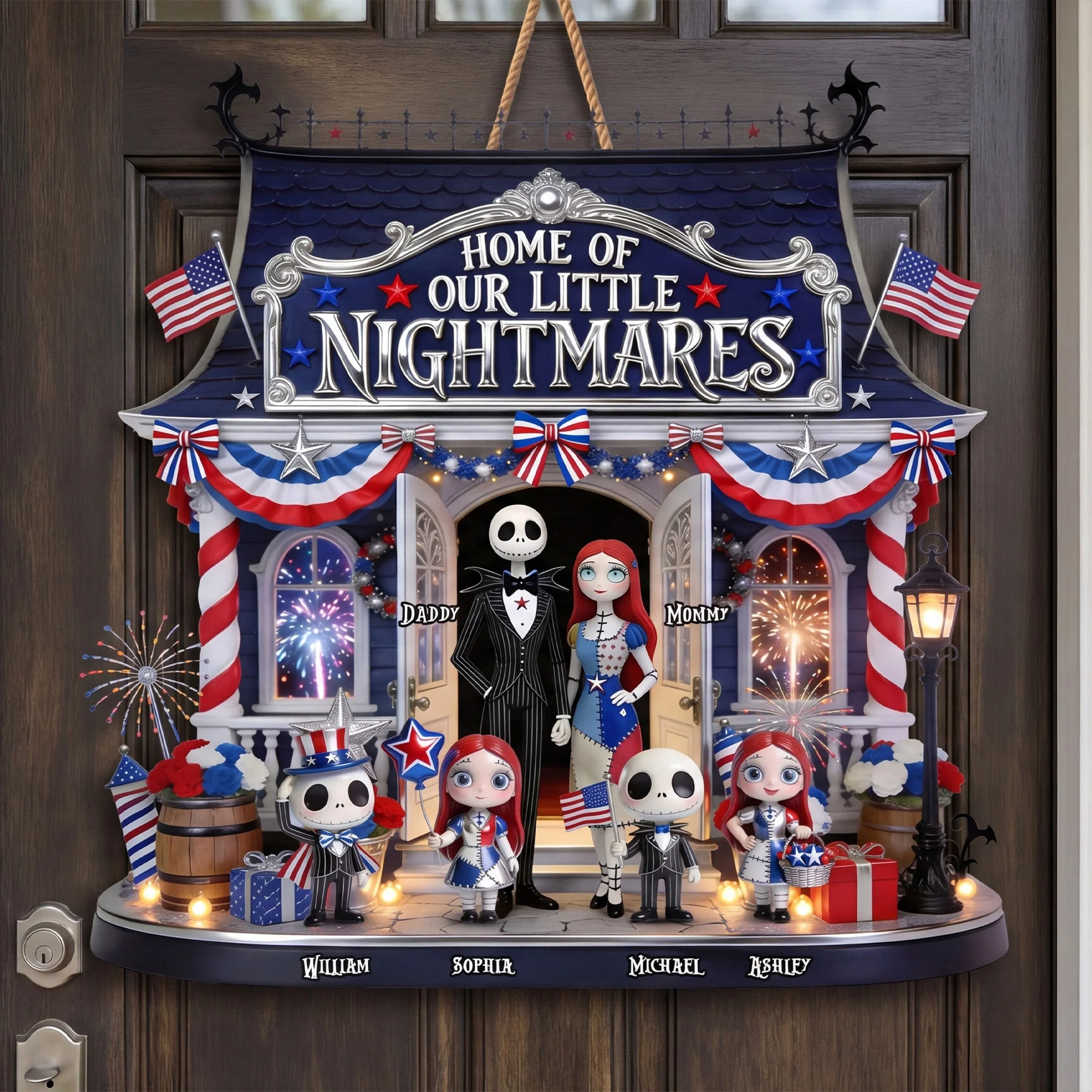 Spooky Home Of Our Little Nightmares - Personalized Custom Shaped Wood Sign - Gift For Family