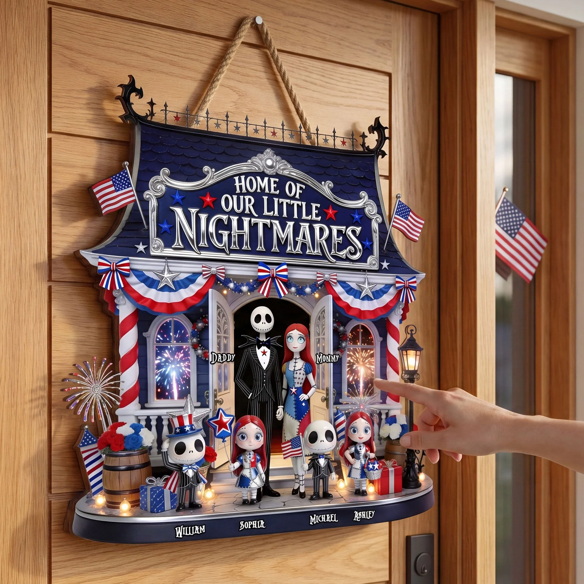 Spooky Home Of Our Little Nightmares - Personalized Custom Shaped Wood Sign - Gift For Family - Image 3