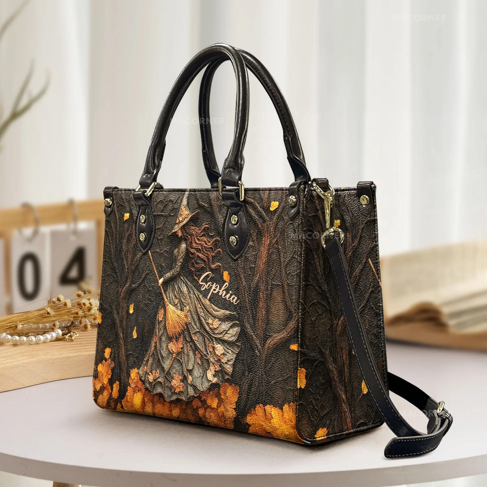 Spooky Witch - Personalized Leather Bag - Halloween Gifts NL122 - Image 2