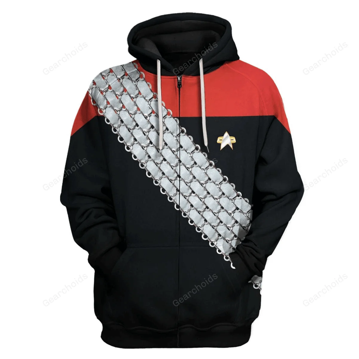 SaTr Deep Space Nine Worf Red Hoodie Sweatshirt Sweatpants - Image 3
