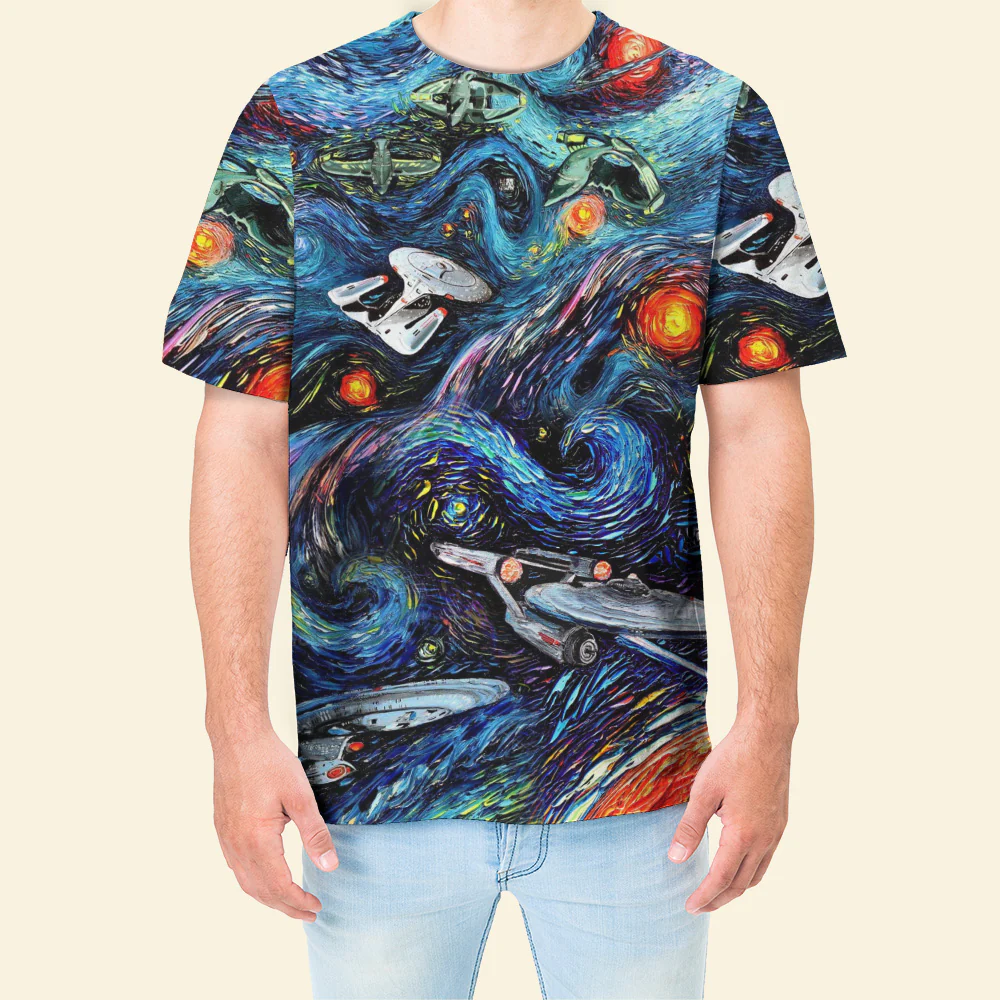 SaTr Starry Night Fantaxy Ships Cool T-Shirt - Image 4