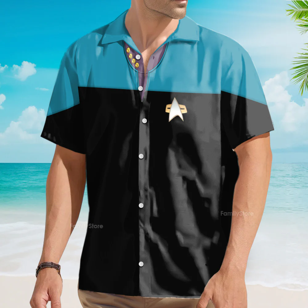 SaTr Voyager Blue Costume Cool Hawaiian Shirt - Image 4