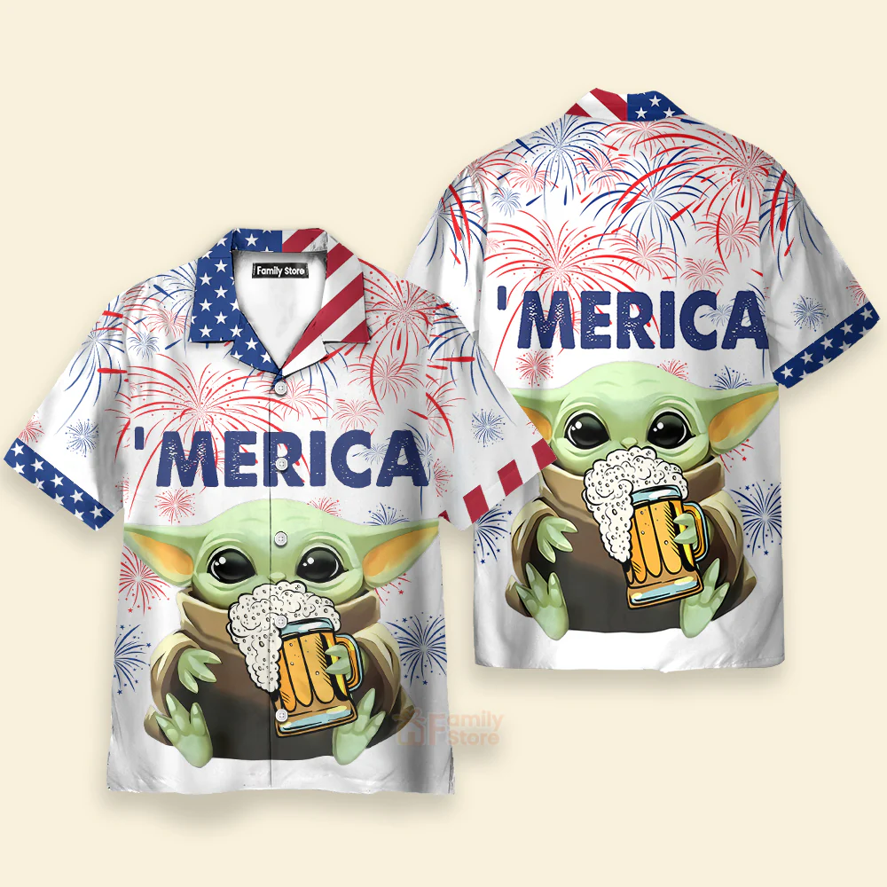 Stwa Baby Yoda With Beer Hawaiian Shirt - Image 2