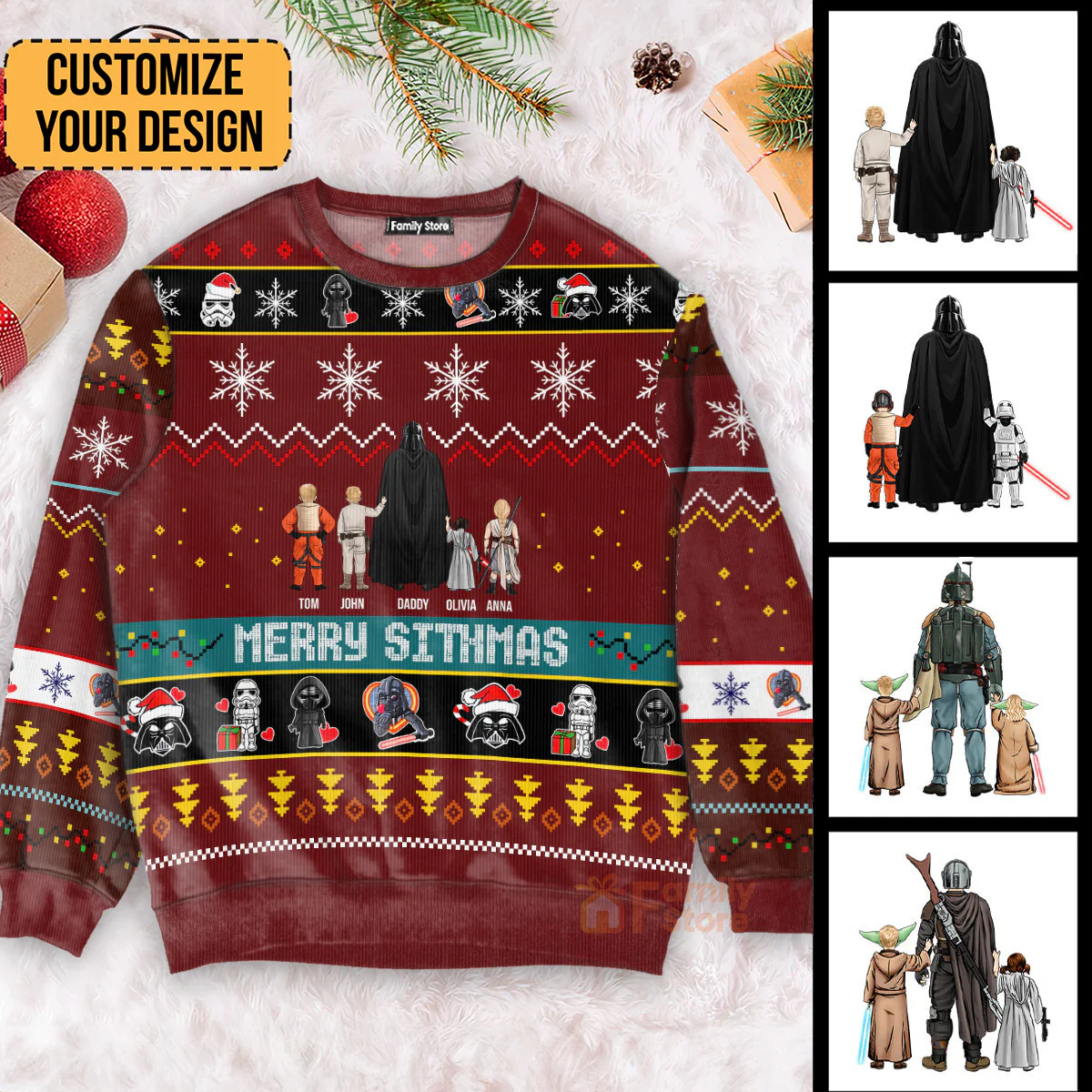 Stwa Dark Vader Merry Sithmas - Personalized Ugly Sweatshirt - Gift for Dad, Grandpa, Husband CL08 NH96 - Image 4