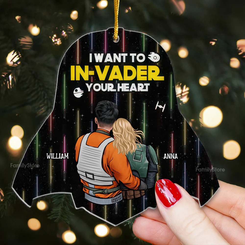 Stwa I Want To In-Vader Your Heart - Gift For Couples - Personalized Acrylic Ornament - Image 5