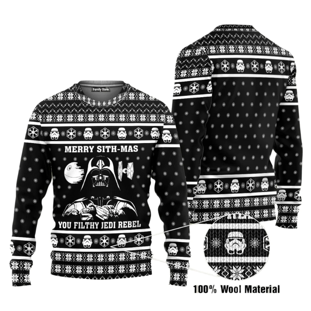 Stwa Merry Sith Mas Darth Vader Unisex Ugly Christmas Sweaters - Image 4