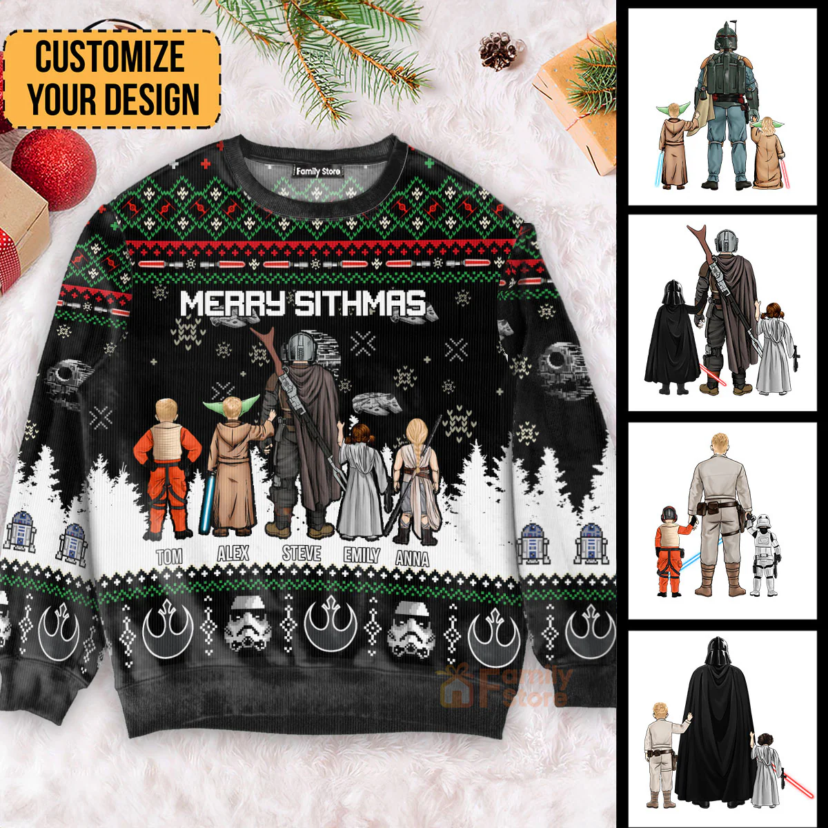 Dad Stwa Merry Xmas - Personalized Ugly Sweatshirt - Gift for Dad, Grandpa, Husband CL08 NH96 - Image 5