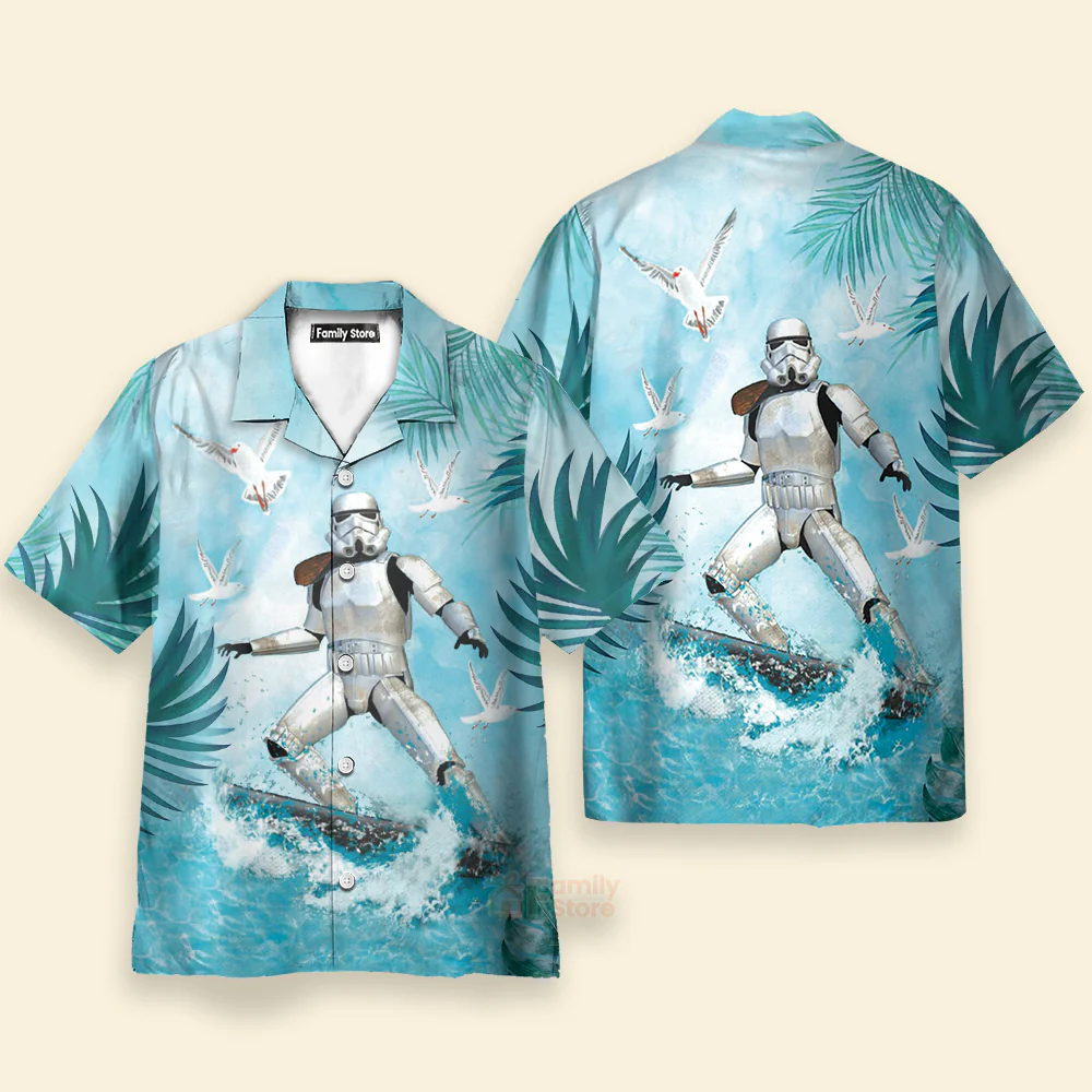 Stwa Stormtrooper Surfing Hawaiian Shirt - Image 2