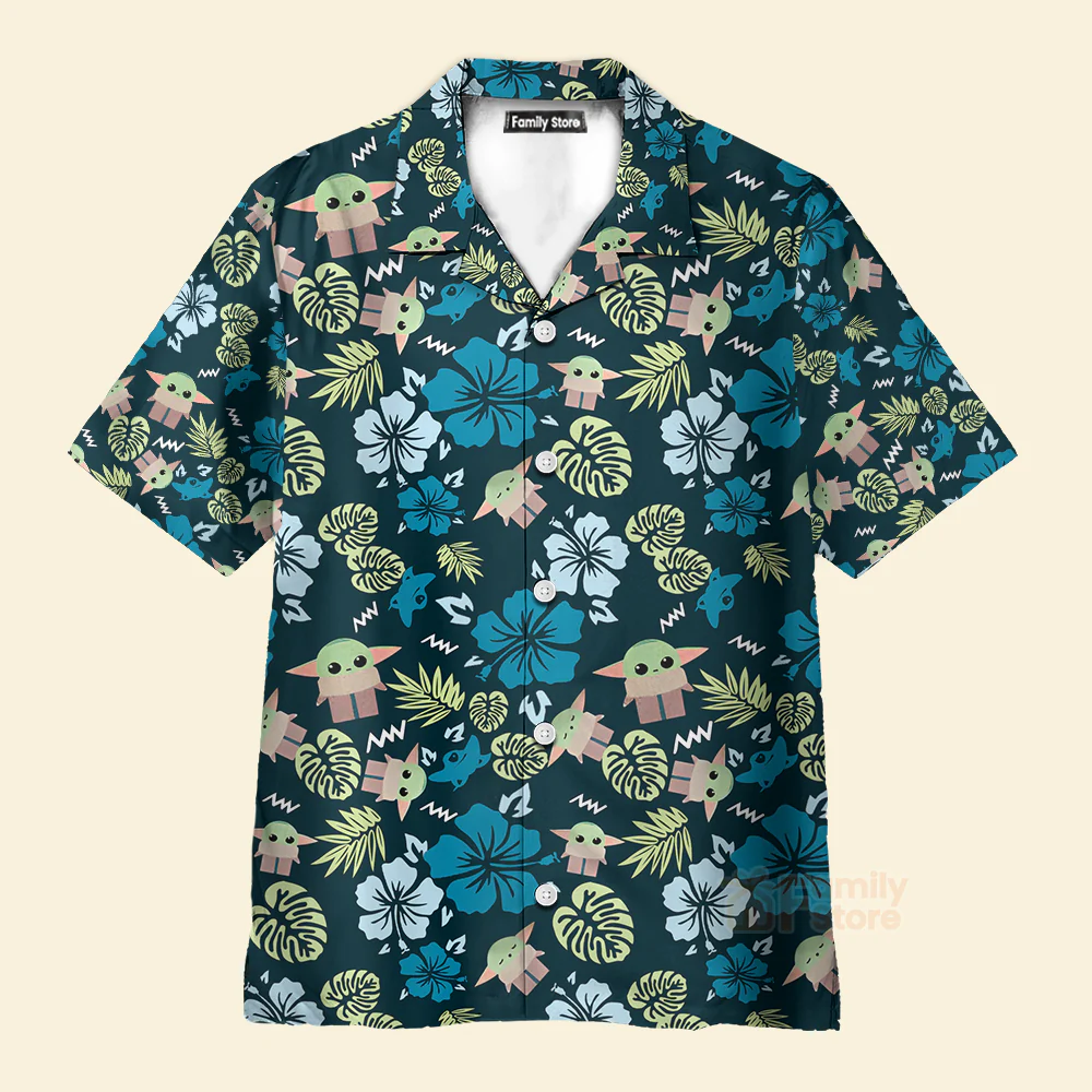Stwa The Mandalorian Grogu Baby Yoda Leaves Hawaiian Shirt