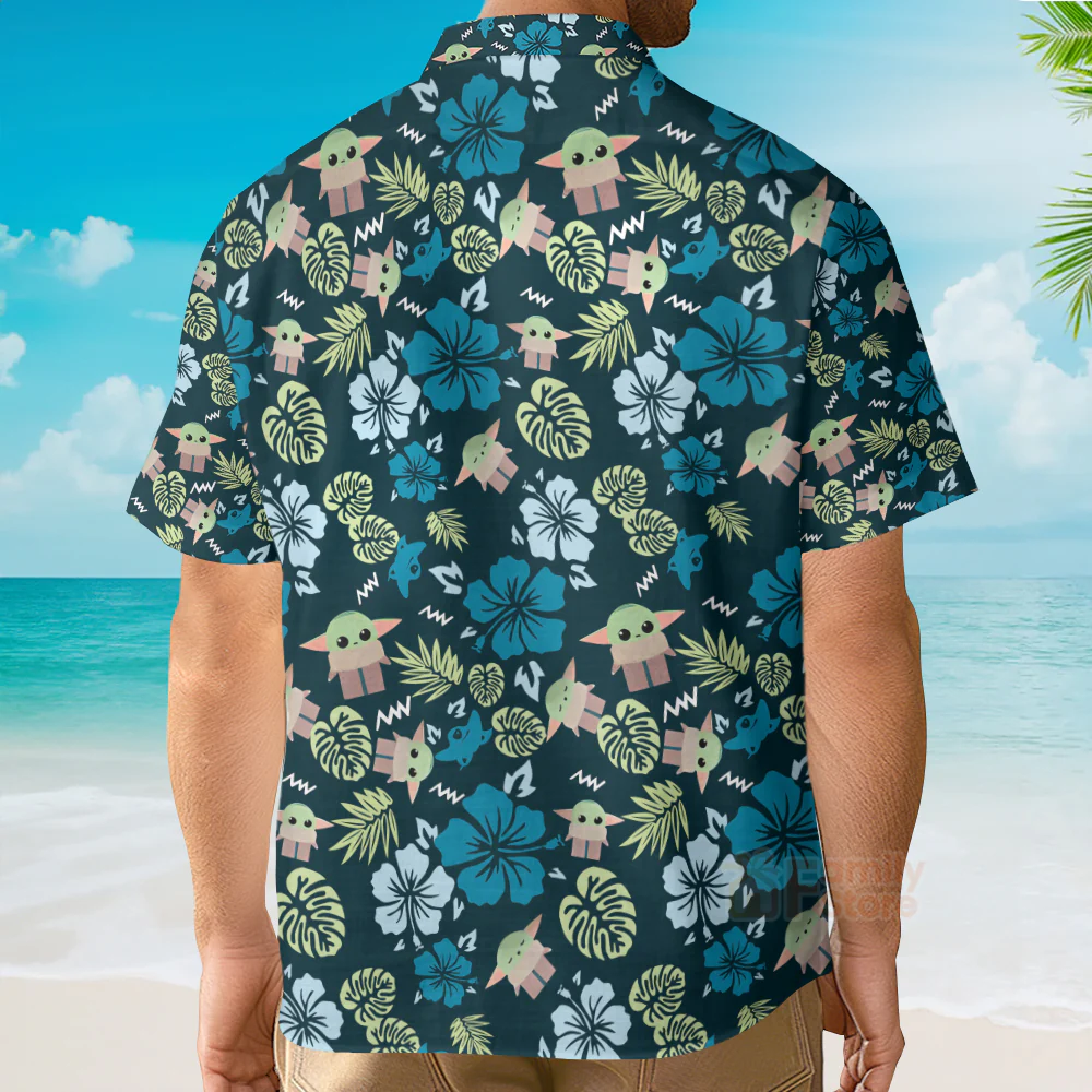 Stwa The Mandalorian Grogu Baby Yoda Leaves Hawaiian Shirt - Image 5