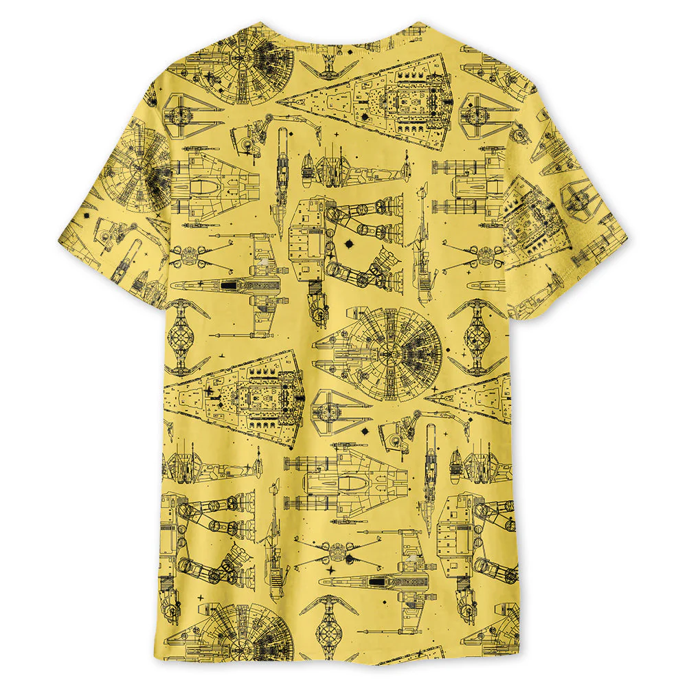 Stwa Yellow Space Ship - 3D T-shirt - Image 2