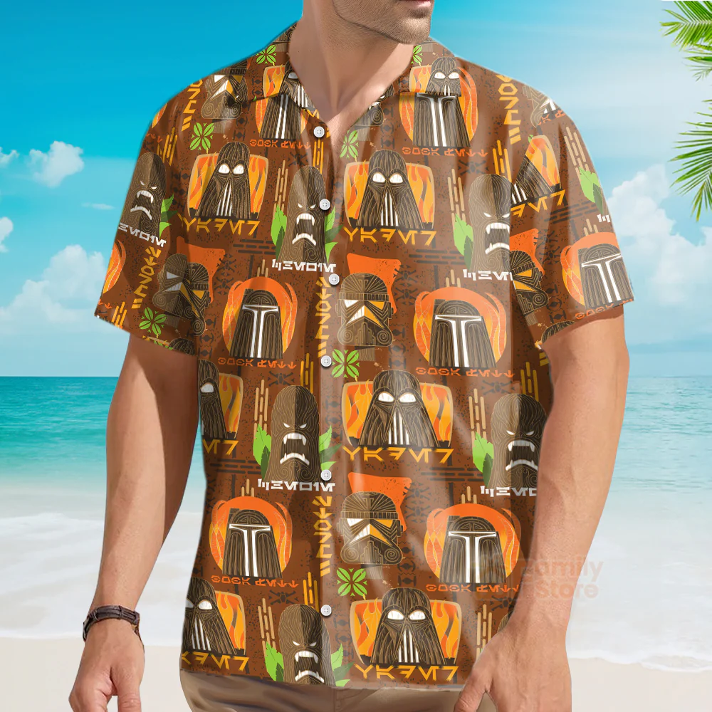 Starwars Tiki Art Funny - Hawaiian Shirt - Image 3