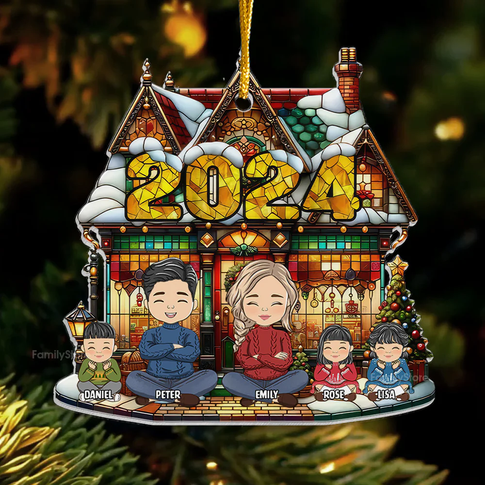 Stay Home In Christmas Warm Family - Christmas Gift For Family Members - Personalized Acrylic Ornament - CL35 NA94 - Image 3