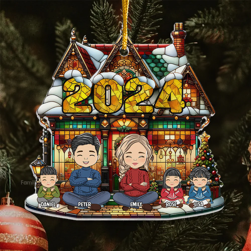 Stay Home In Christmas Warm Family - Christmas Gift For Family Members - Personalized Acrylic Ornament - CL35 NA94 - Image 4