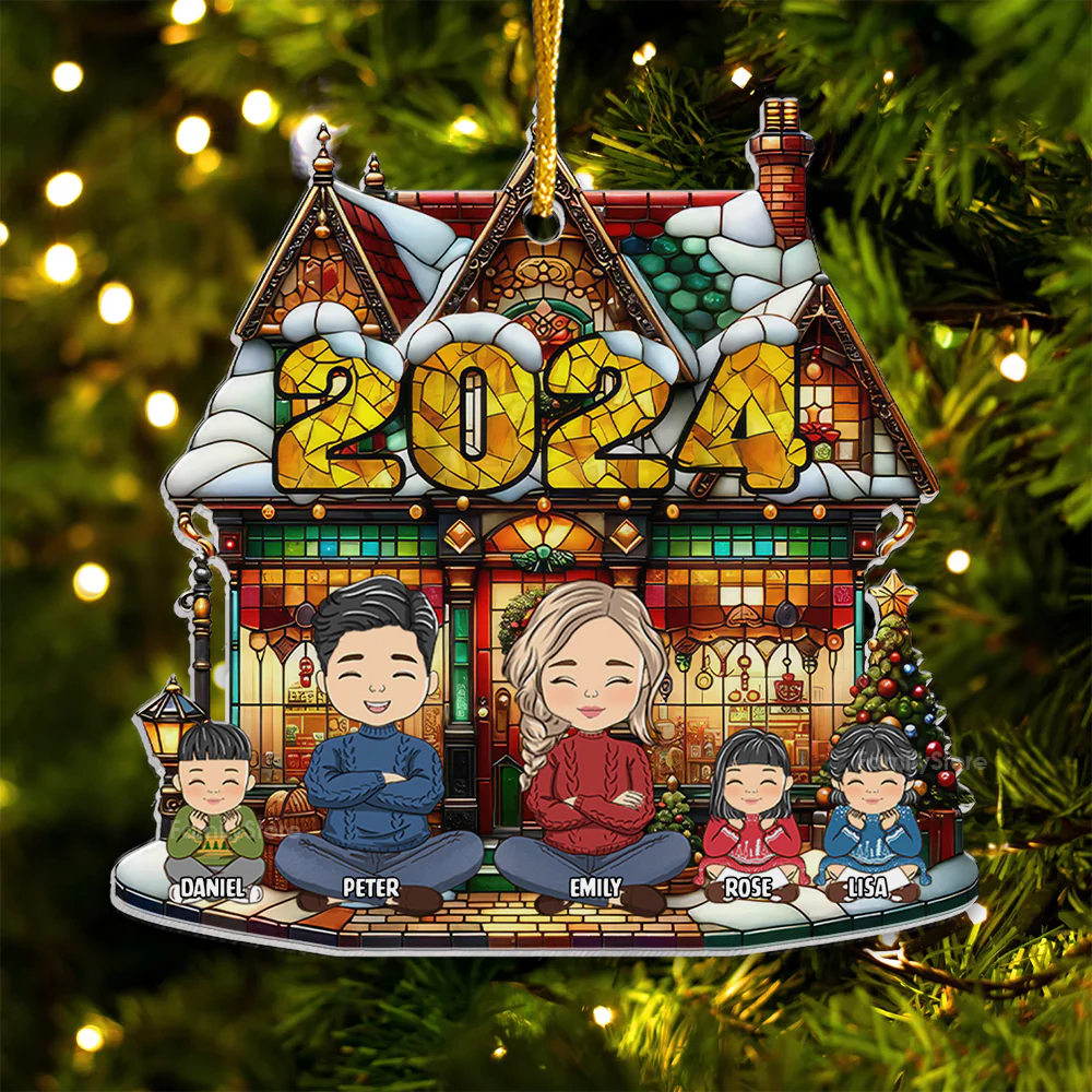 Stay Home In Christmas Warm Family - Christmas Gift For Family Members - Personalized Acrylic Ornament - CL35 NA94 - Image 5