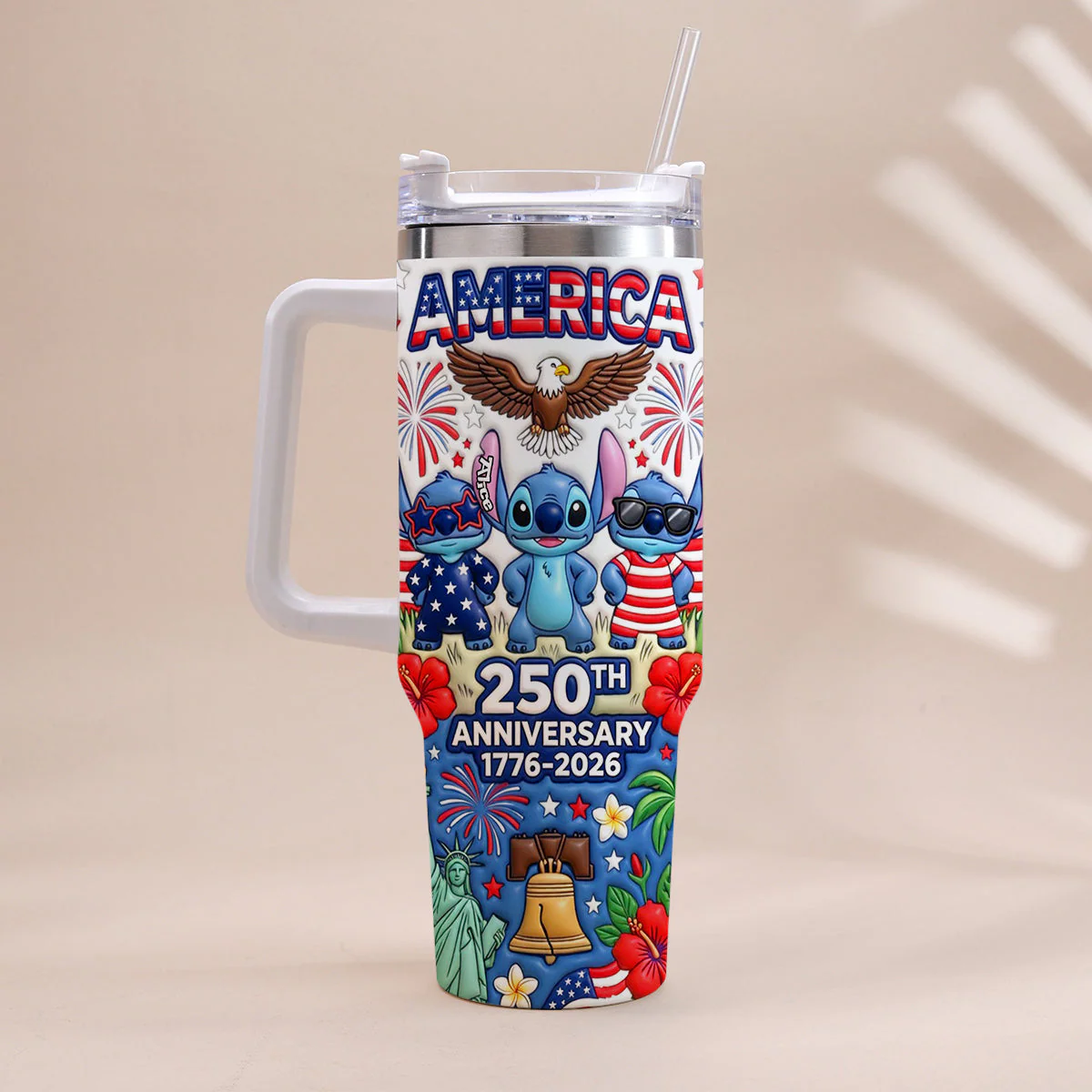 Sti Celebrate 250 Years Of America's Freedom - Personalized Tumbler With Handle - Gift For Movie Fans NL122 - Image 2