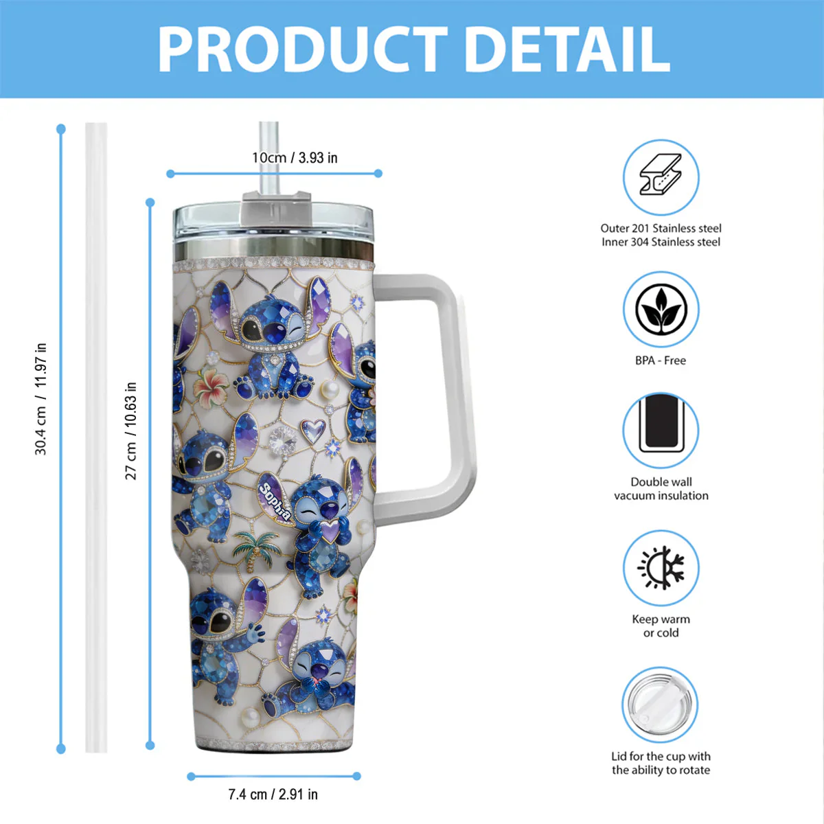 Sti Just Love Ohana - Personalized Tumbler - Gift For Movie Fans - Image 4