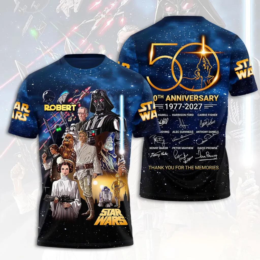 Stwa 50 Years Anniversary With Signatures - Personalized All Over Shirt - Gift For Movie Fans HH01