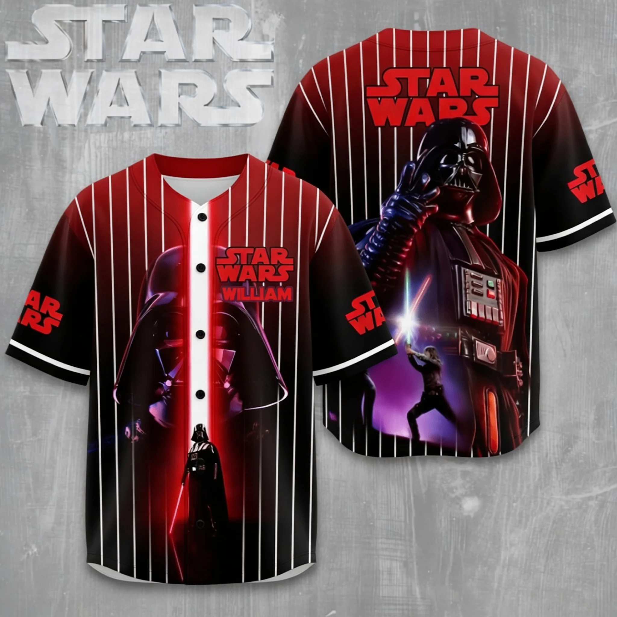 Stwa 50th Anniversary With Red Laser Light - Personalized Baseball Jersey - Gift For Movie Fans BA01