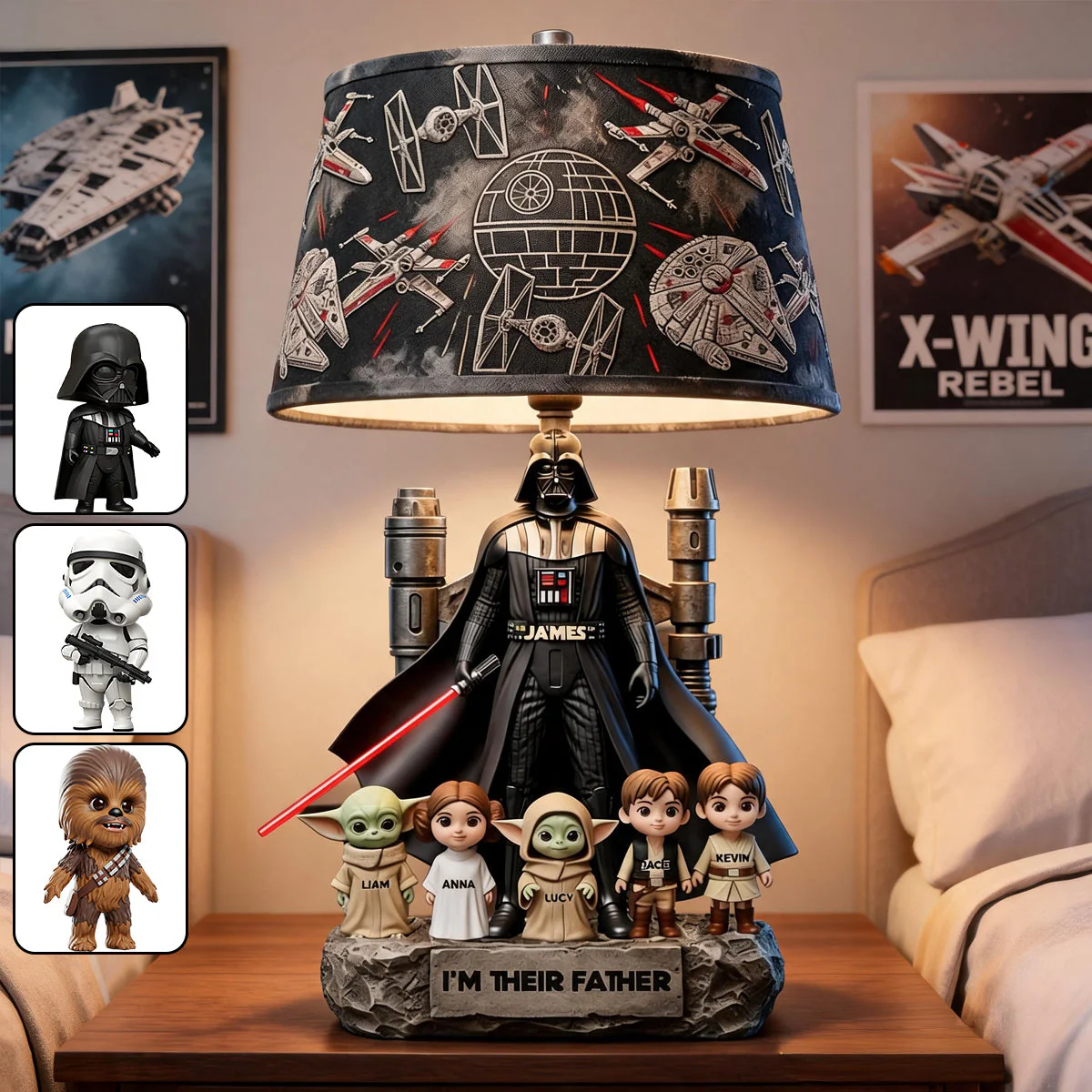 Stwa Best Dad In The Galaxy - Personalized Acrylic Light Box - Gift Fot Father's Day