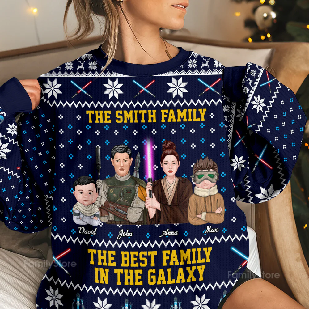 Stwa Best Family In The Galaxy - Personalized Ugly Sweater - Gifts For Family | CL46 TD118 - Image 2