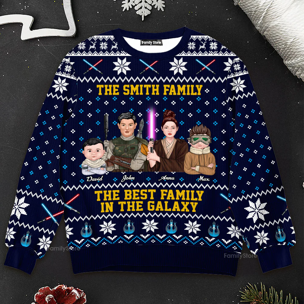 Stwa Best Family In The Galaxy - Personalized Ugly Sweater - Gifts For Family | CL46 TD118 - Image 3