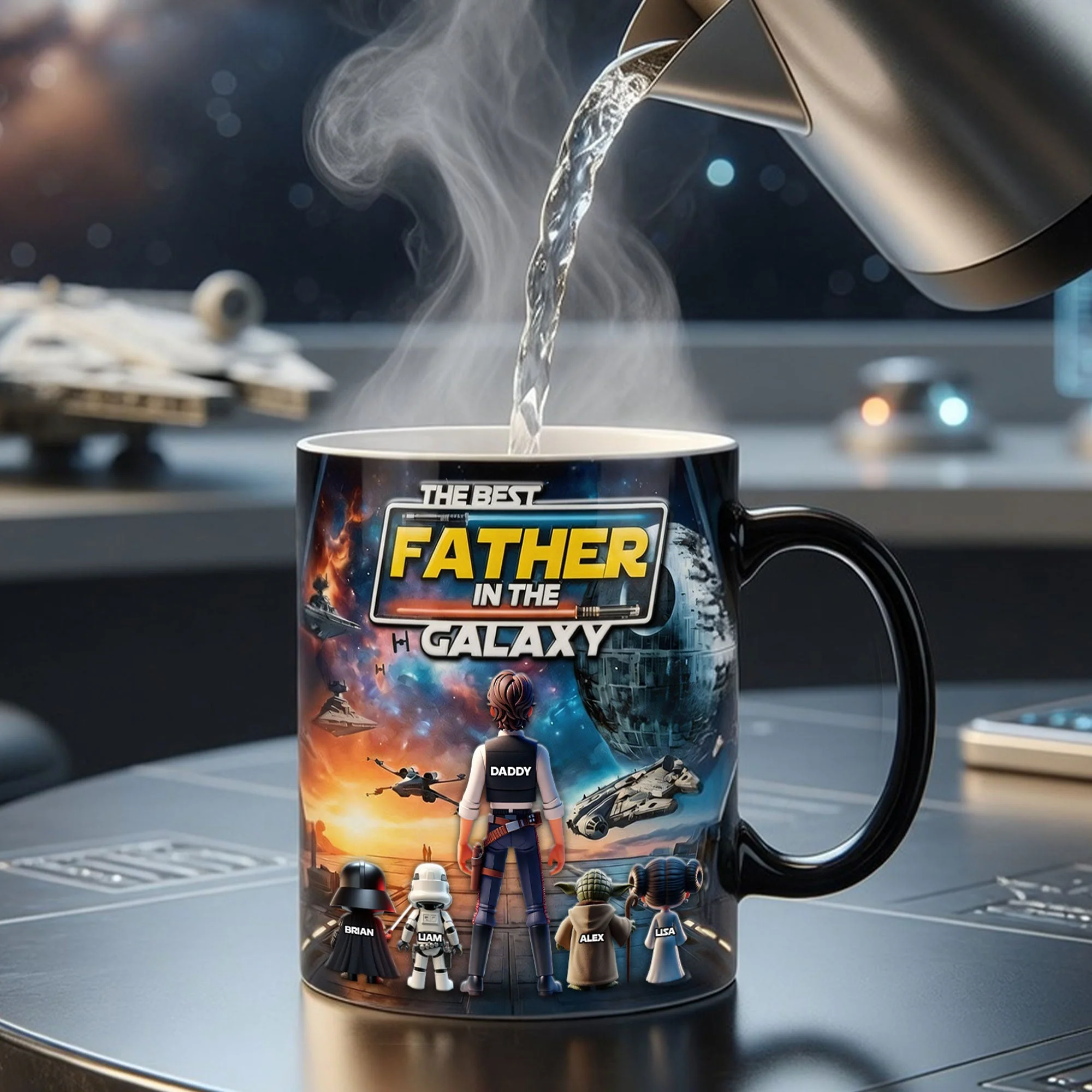 Stwa Best Father In The Galaxy - Personalized Color Changing Mug - Gift For Father's Day