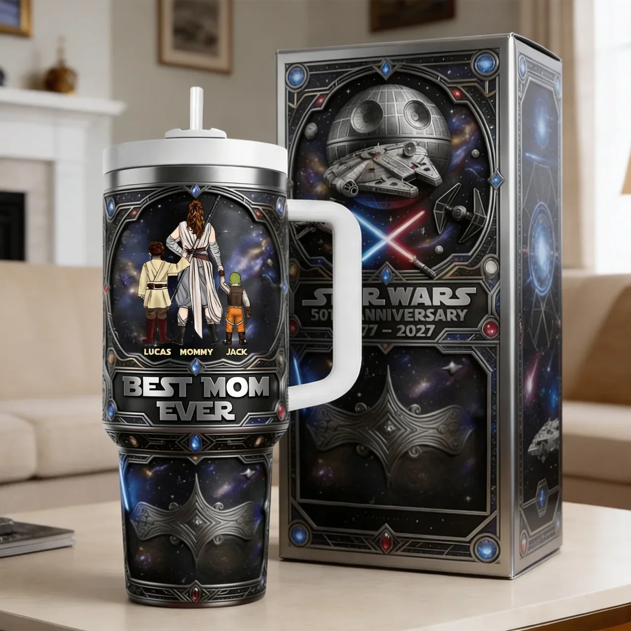 Stwa Best Mom Ever Galaxy - Personalized Tumbler - Gift For Mom, Grandma - Image 2