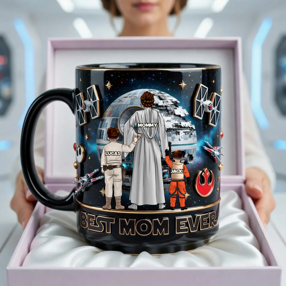 Stwa Best Mom Ever - Personalized Black Mug - Gift For Mom - Image 2