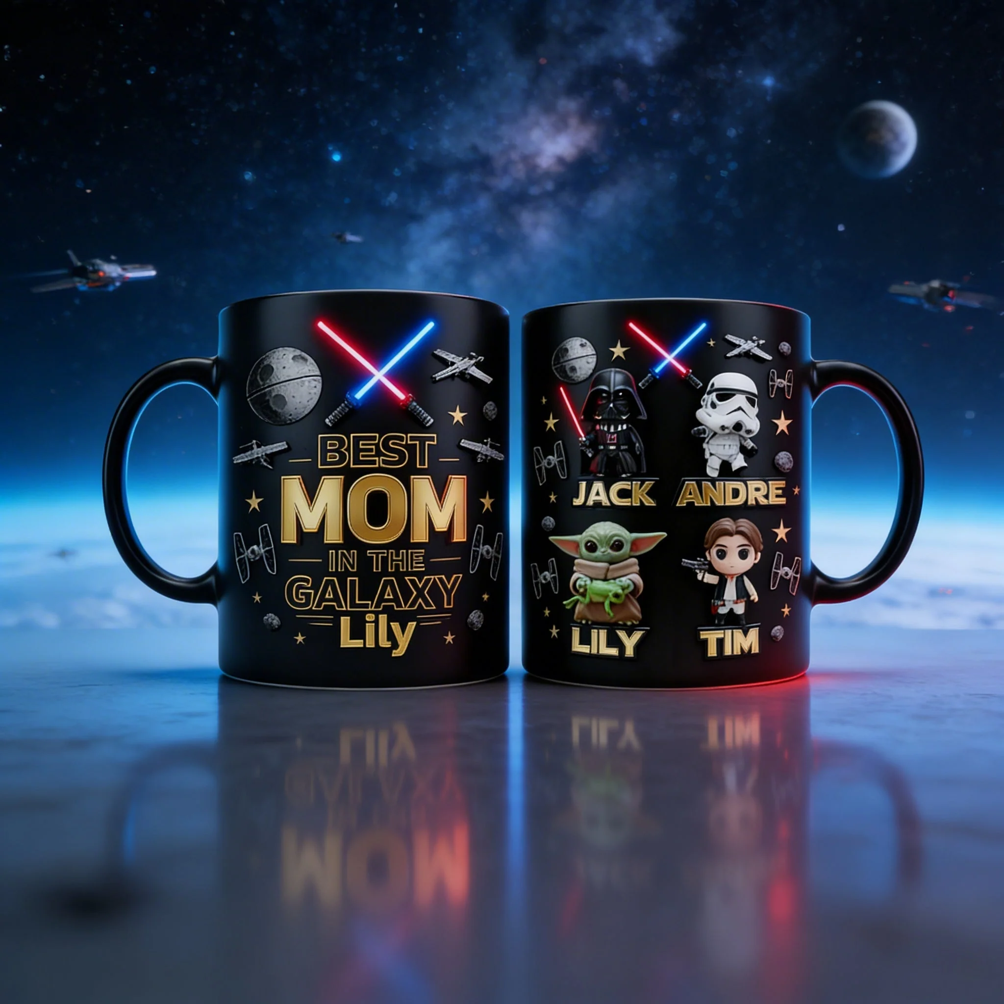 Stwa Best Mom In The Galaxy - Personalized Accent Mug - Gift For Mom, Mother's Day, Movie Fans HH01