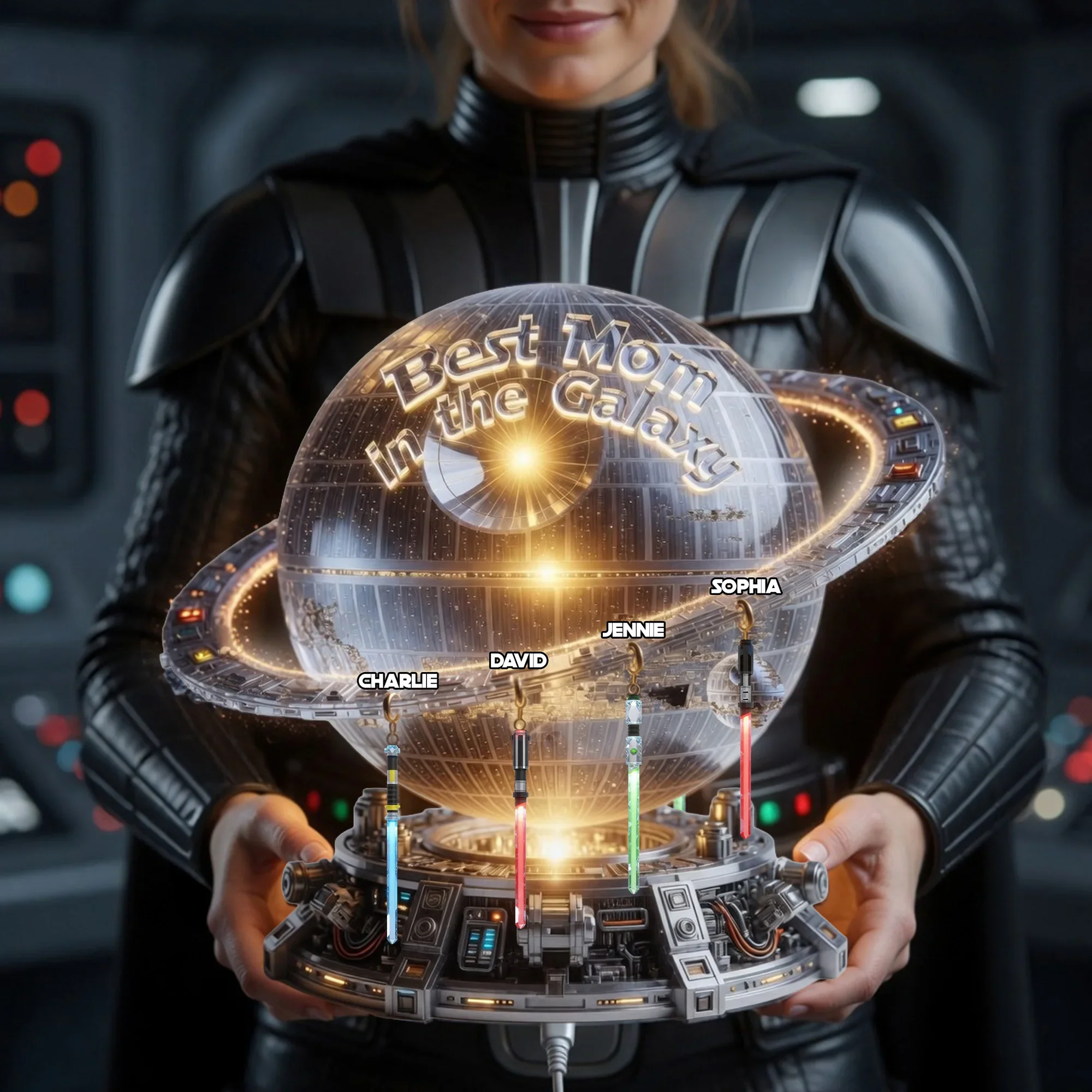 Stwa Best Mom In The Galaxy - Personalized Acrylic Light Box - Gift For Mom, Mother's Day - Image 2
