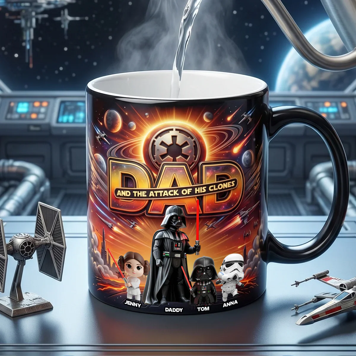 Stwa Dad And The Attack Of His Clones - Personalized Changing Mug - Gifts For Dad, Father's Day - Image 2