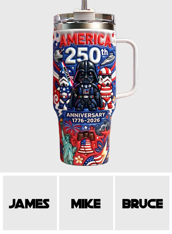 Stwa Galaxy Star Celebrate 250 Years Of USA - Personalized Tumbler With Handle - Gift For Patriots, Movie Fans - Image 7