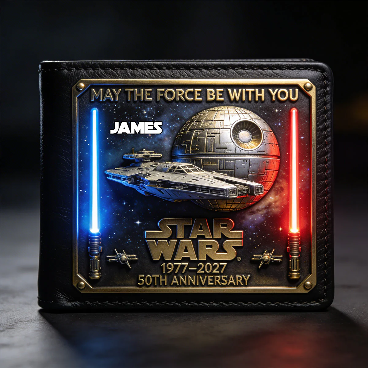 Stwa Galaxy Star Celebrate 50th Anniversary - Personalized Leather Folded Wallet - Gift For Movie Fans NL122