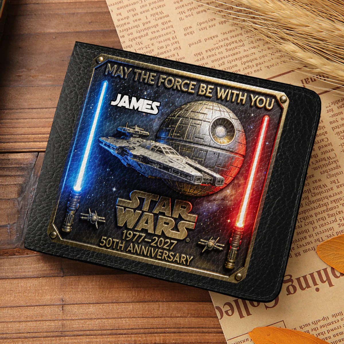 Stwa Galaxy Star Celebrate 50th Anniversary - Personalized Leather Folded Wallet - Gift For Movie Fans NL122 - Image 2