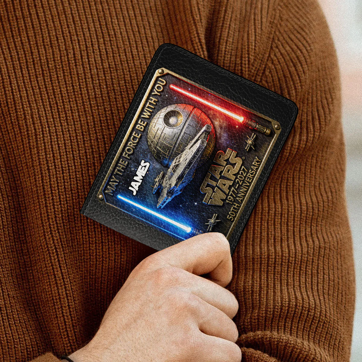 Stwa Galaxy Star Celebrate 50th Anniversary - Personalized Leather Folded Wallet - Gift For Movie Fans NL122 - Image 3