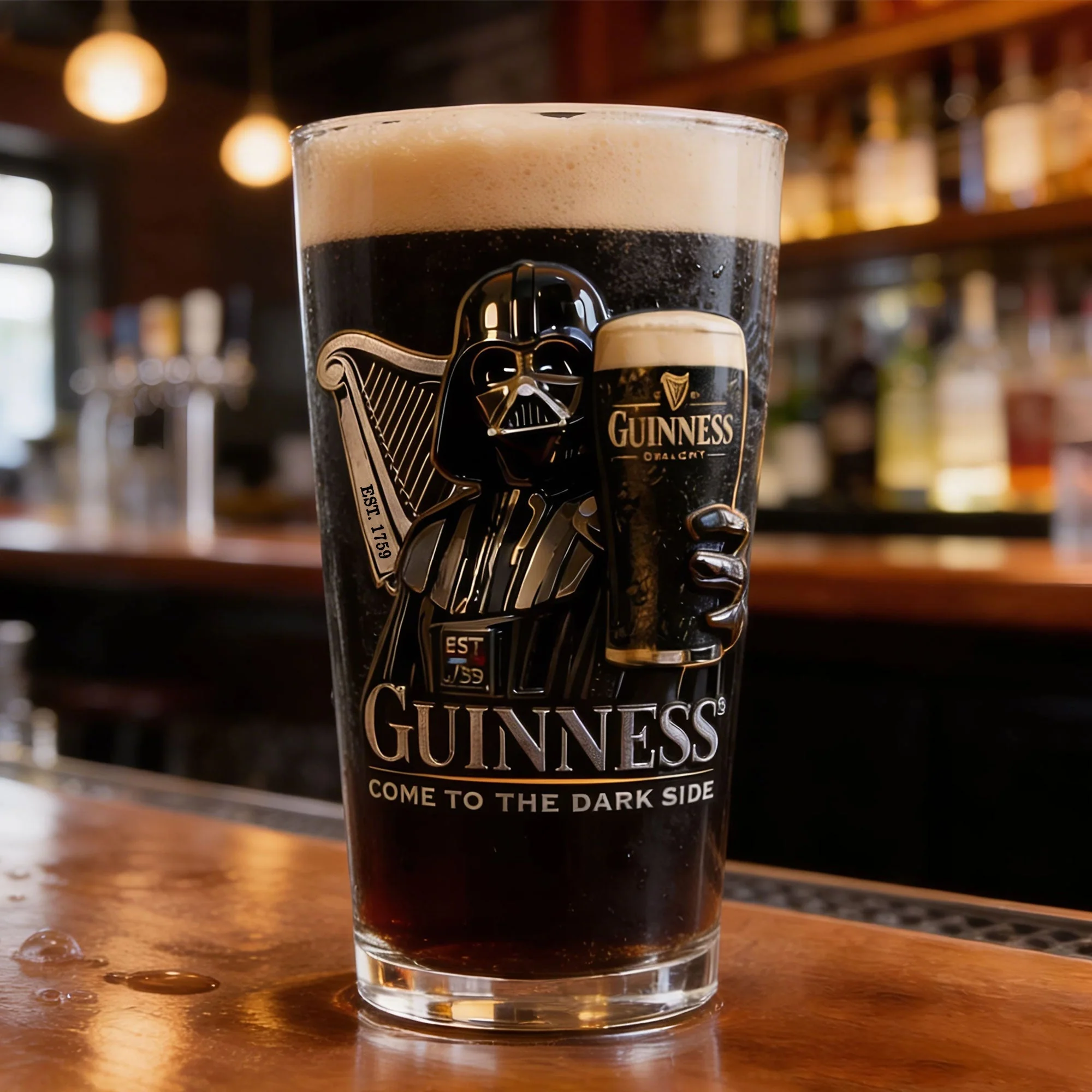Stwa Galaxy Star Guiness Come To The Dark Side - Personalized Beer Glass - Gift For Dad NL122