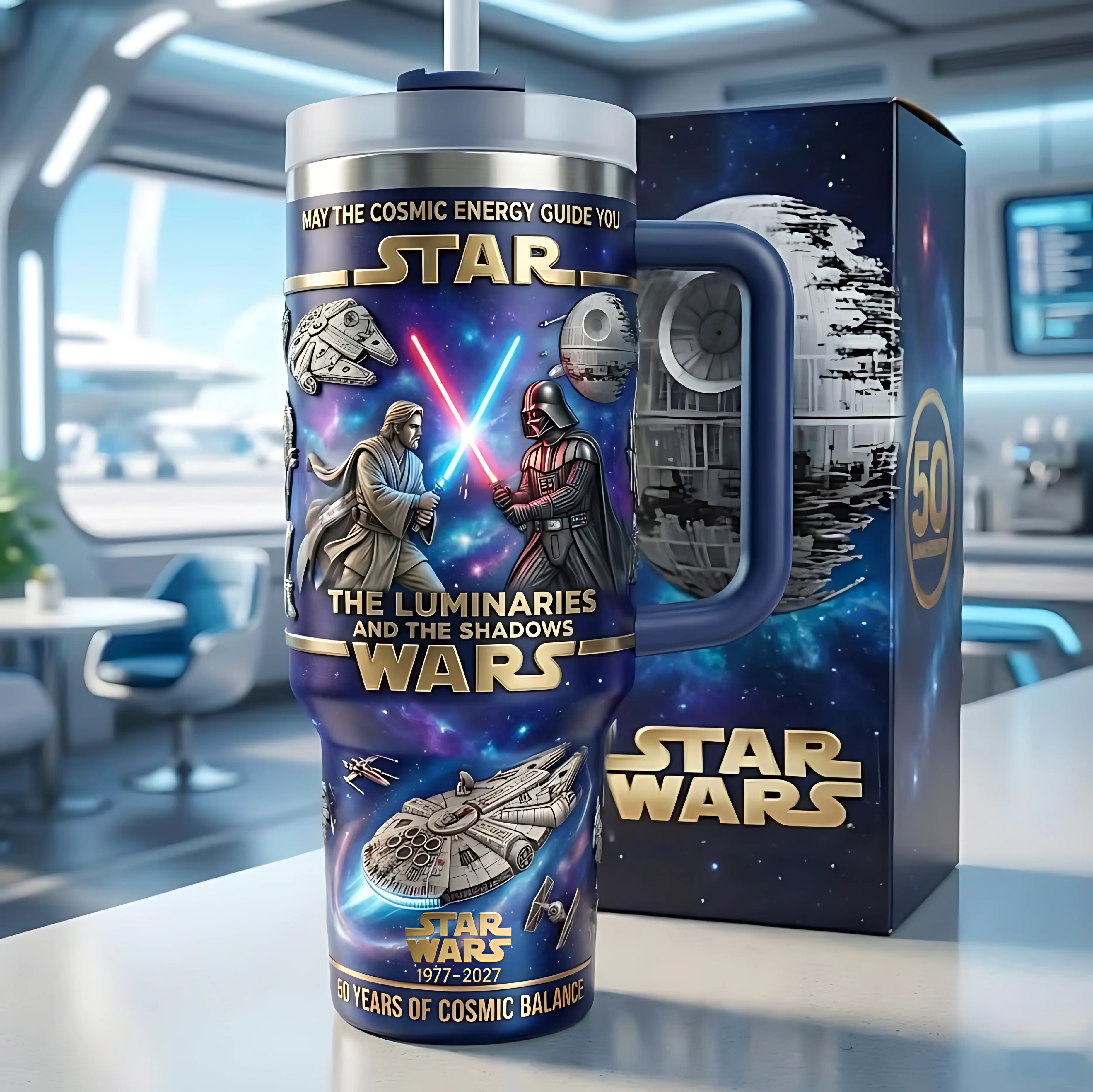 Stwa Galaxy Star May The Cosmic Energy Guide You - Personalized Tumbler 40oz Cup With Straw - Anniversary Gift For Movie Fans NL122 - Image 2