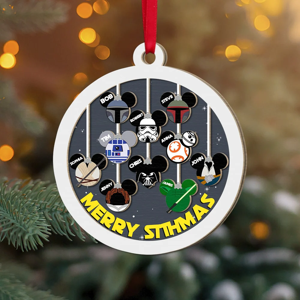 Stwa Galaxy Star Merry Sithmas Family - Personalized Acrylic Ornament - Gift For Family TD118 - Image 3