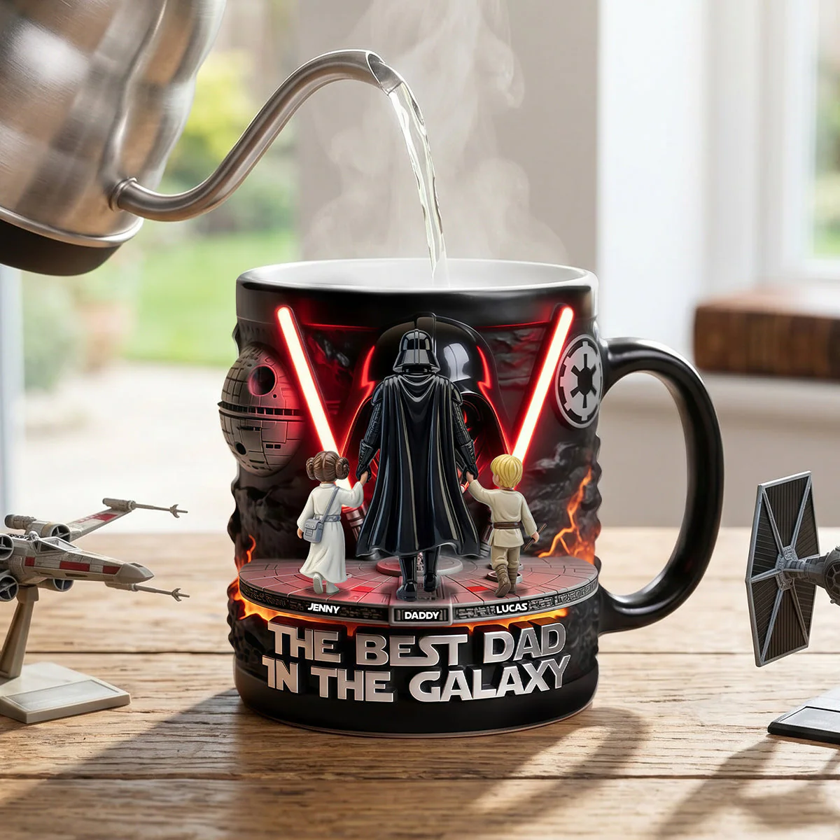 Stwa Galaxy Star The Best Dad - Personalized Accent Mug - Gift For Dad, Movie Fans  NL122 - Image 3