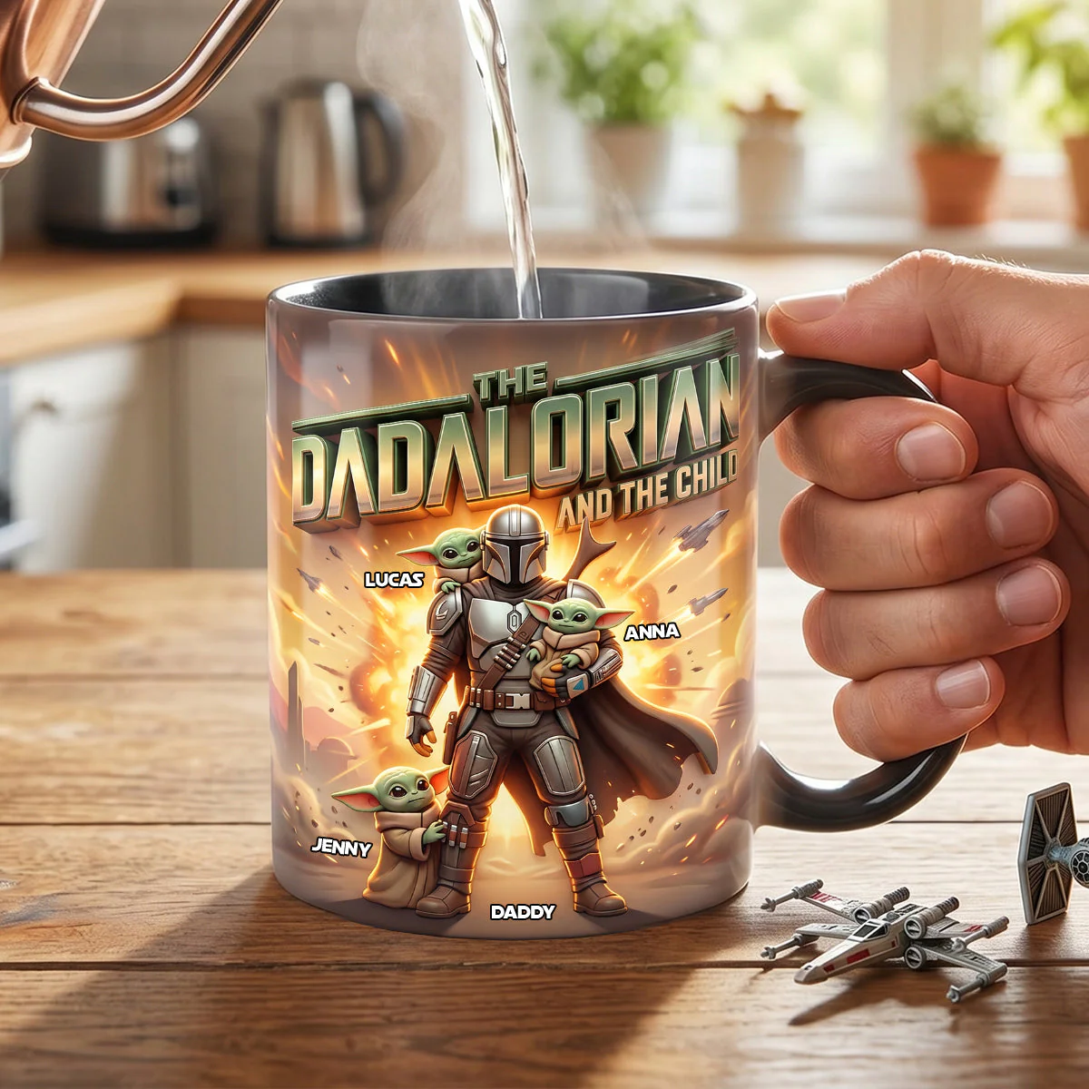 Stwa Galaxy Star The Warrior Dad And Kids - Personalized Ceramic Mug - Gift For Dad, Father's Day, Movie Fans - Image 3