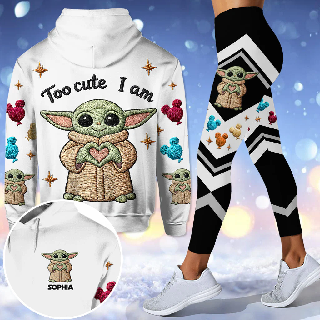 Stwa Just Love Baby Yoda - Personalized Hoodie And Leggings - Gift For Movie Fans