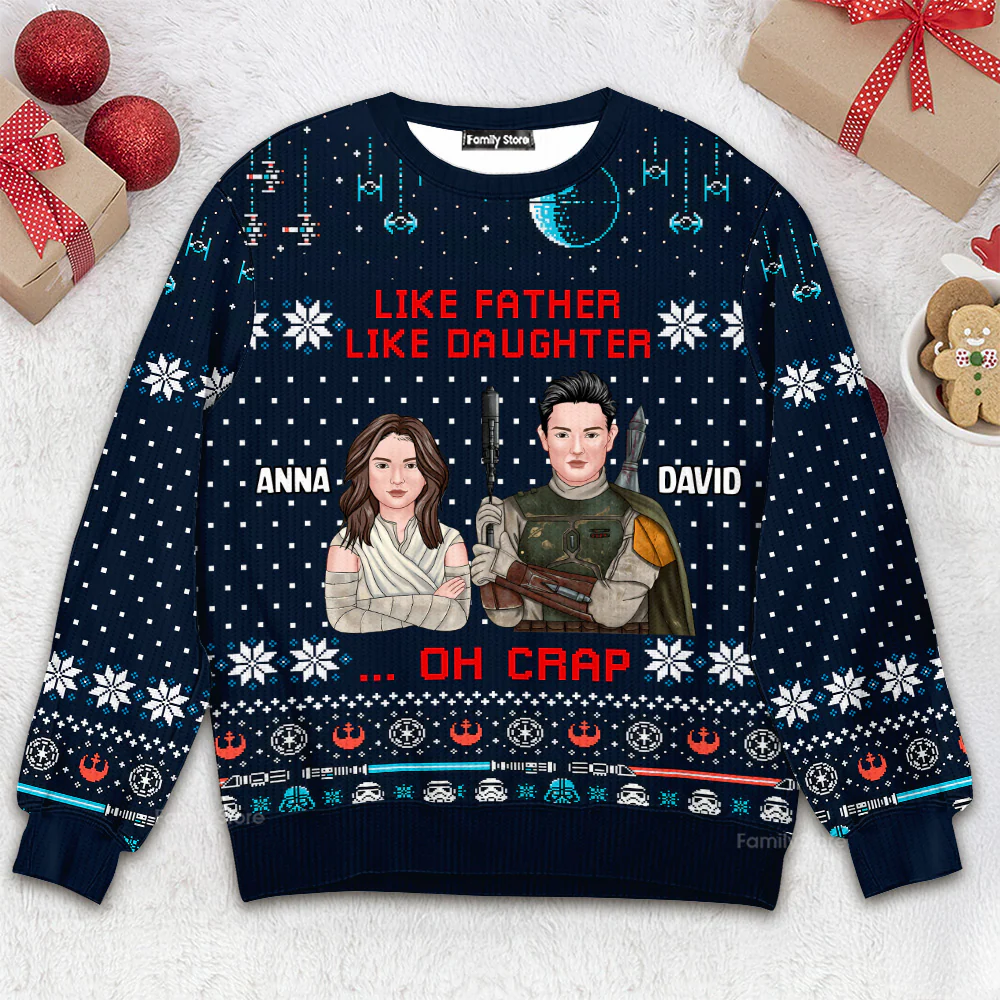 Stwa Like Father Like Daughter - Personalized Ugly Sweater - Gift For Family, Christmas | CL46 TD118