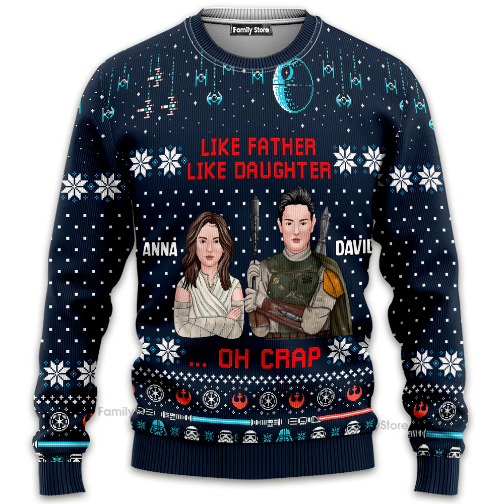 Stwa Like Father Like Daughter - Personalized Ugly Sweater - Gift For Family, Christmas | CL46 TD118 - Image 6
