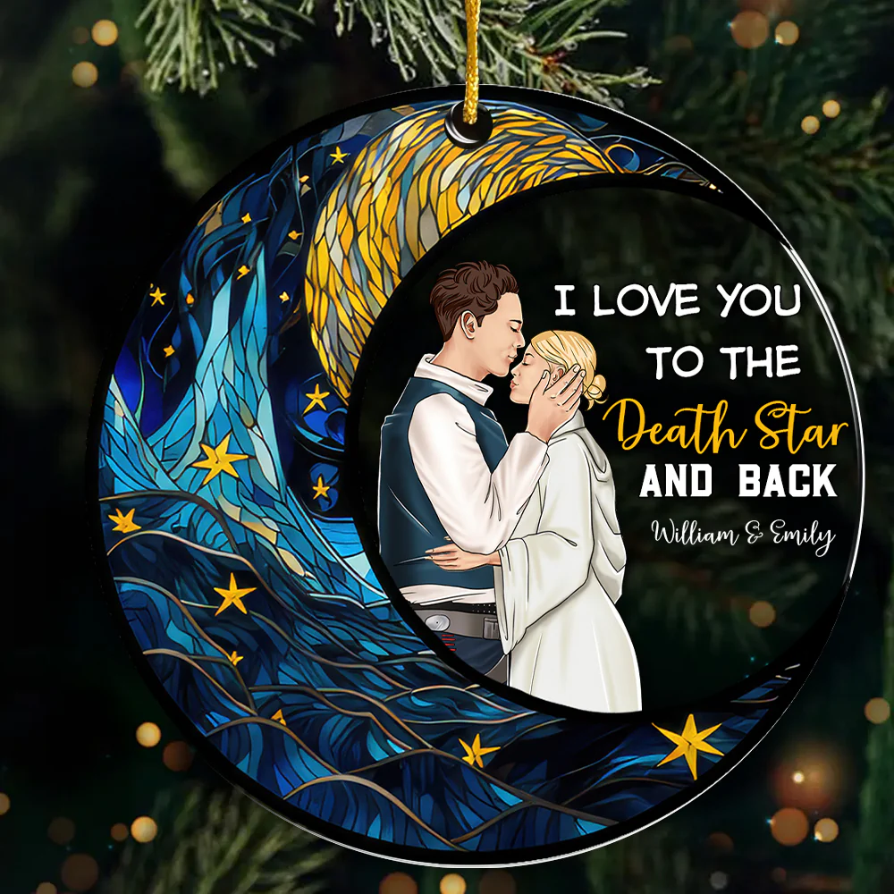 Stwa Love You To The Death Star -  Personalized Acrylic Ornament - Gift For Couple, Christmas TD118